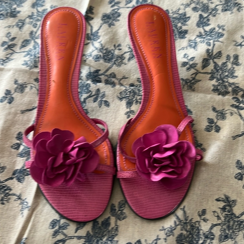 Ralph Lauren Kitten Heel Pink/Orange Sandal